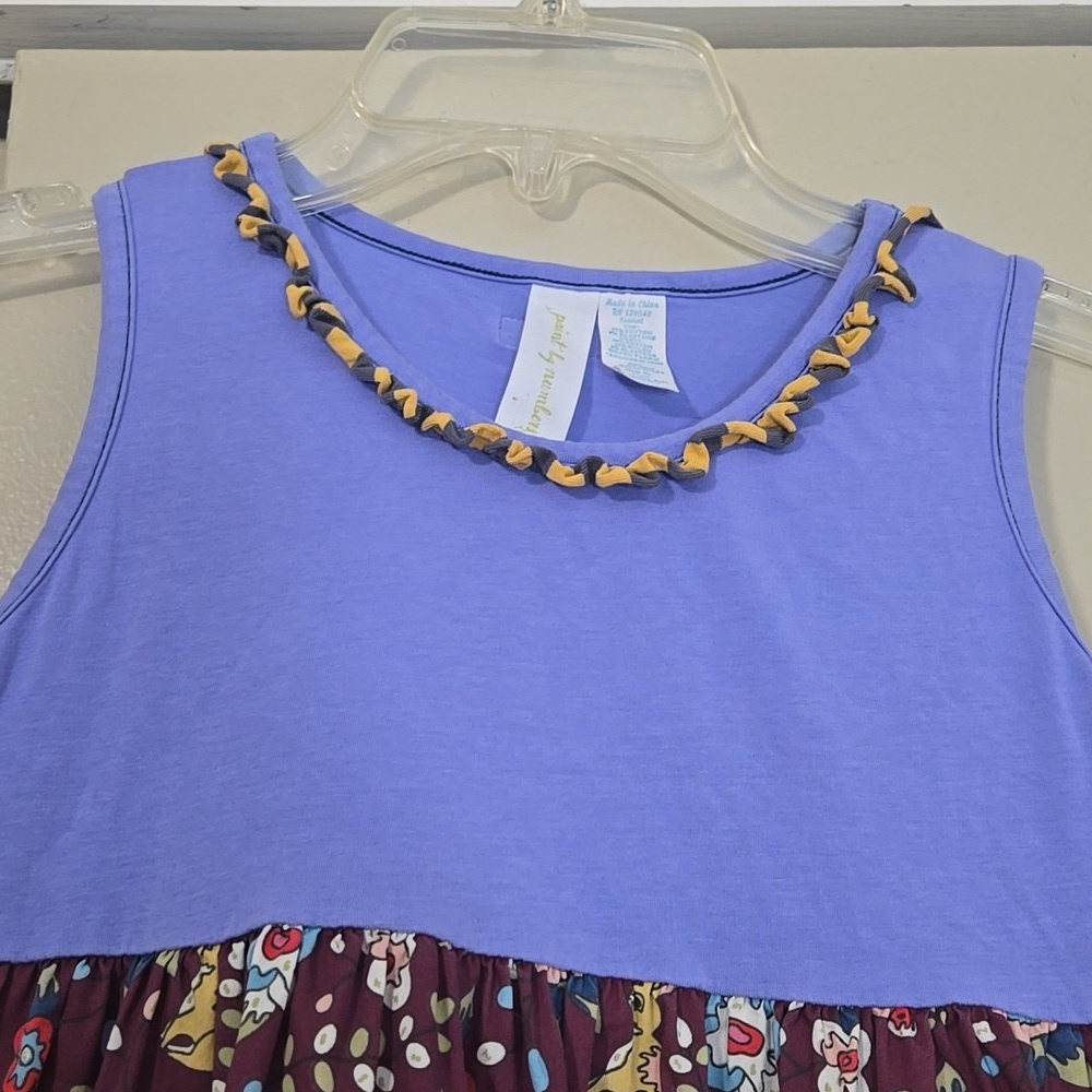 Matilda Jane Paint By Numbers Purple and Floral Sleeveless Top Size 10 - Picture 2 of 8